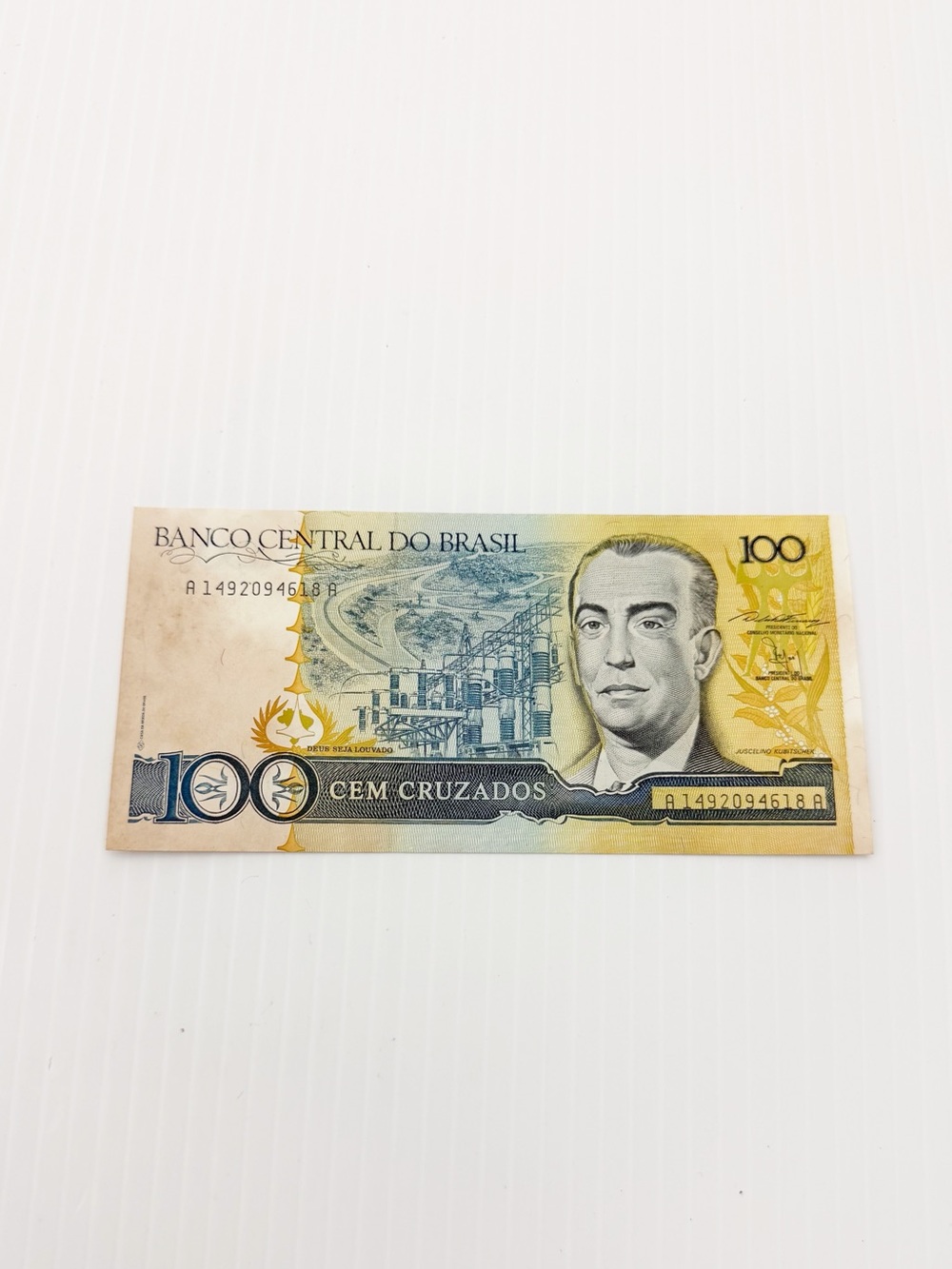Vintage Banco Central Do Brasil Cem Cruzados 100 Paper Money Bill